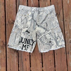 Gray Cargo Shorts with Digital Camouflage